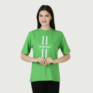 Women Printed Round Neck Cotton Blend Green T-Shirt