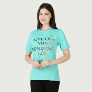 Women Printed Round Neck Cotton Blend Navy Blue T-Shirt