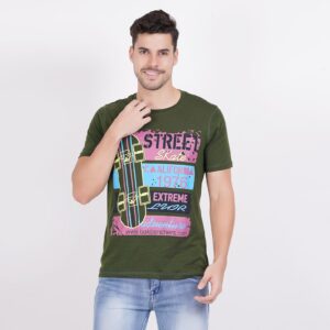 Men's Ribbed Crew Neck Street Printed Tshirts