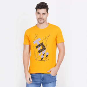 Ribbed Crew Neck Men Printed Tshirt
