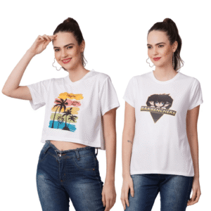 Round Neck Women Printed  White Tshirts Combo