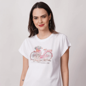 Women Drawing Printed White Tshirt
