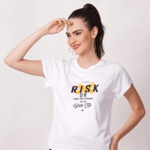 Women Ribbed Crew Neck Quotes Printed Tshirt