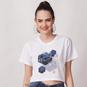 Women diagonal Graphic Printed White Tshirt