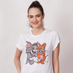 Women Tom & Jerry Graphic Printed White T-shirt